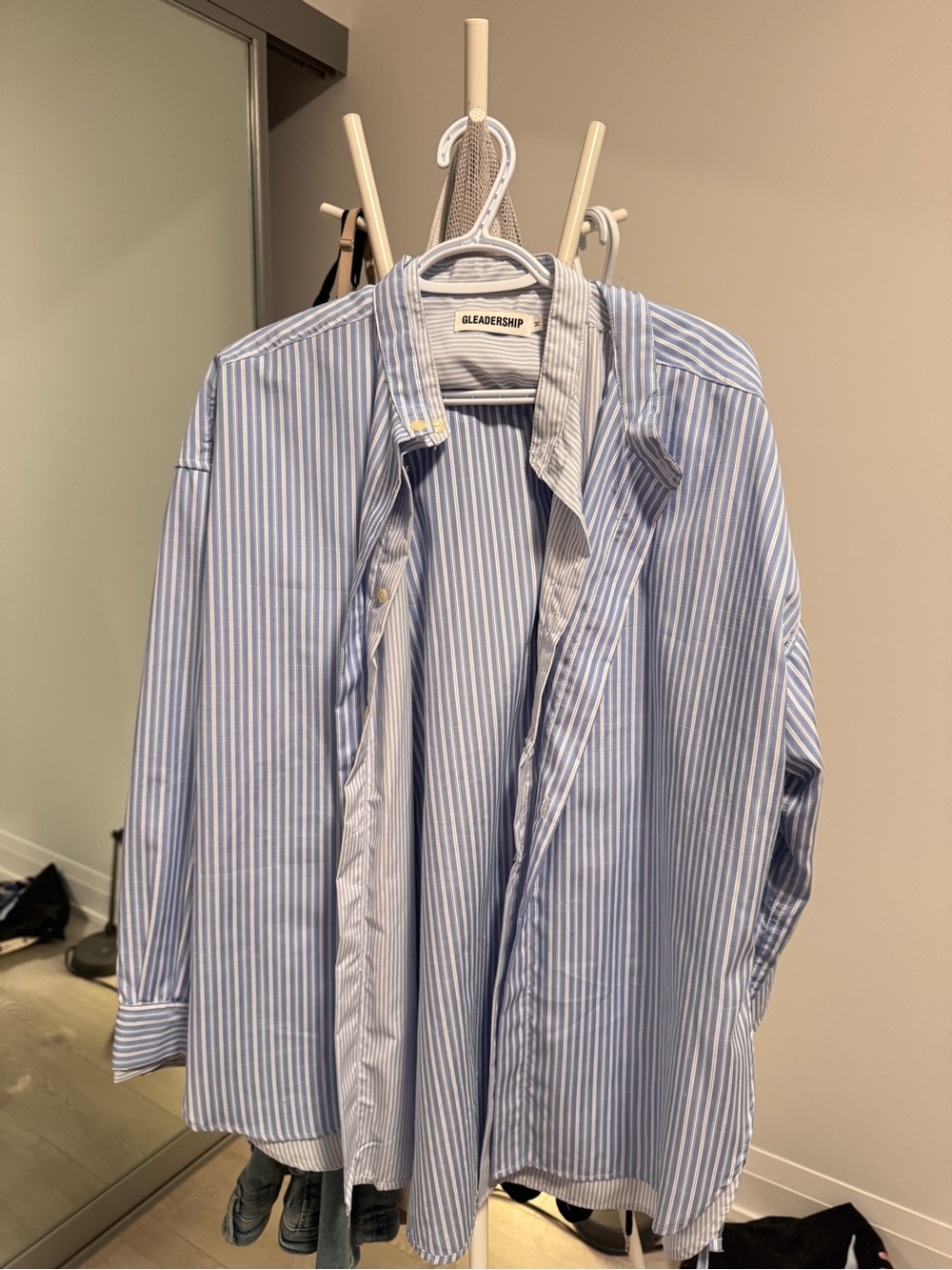 Blue & White Oversized Striped Shirt